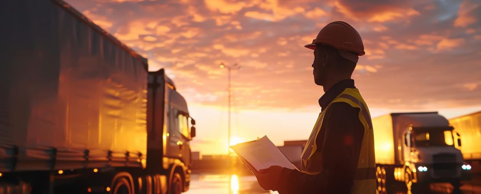 Man ticking of consignment on how to pack a shipping container